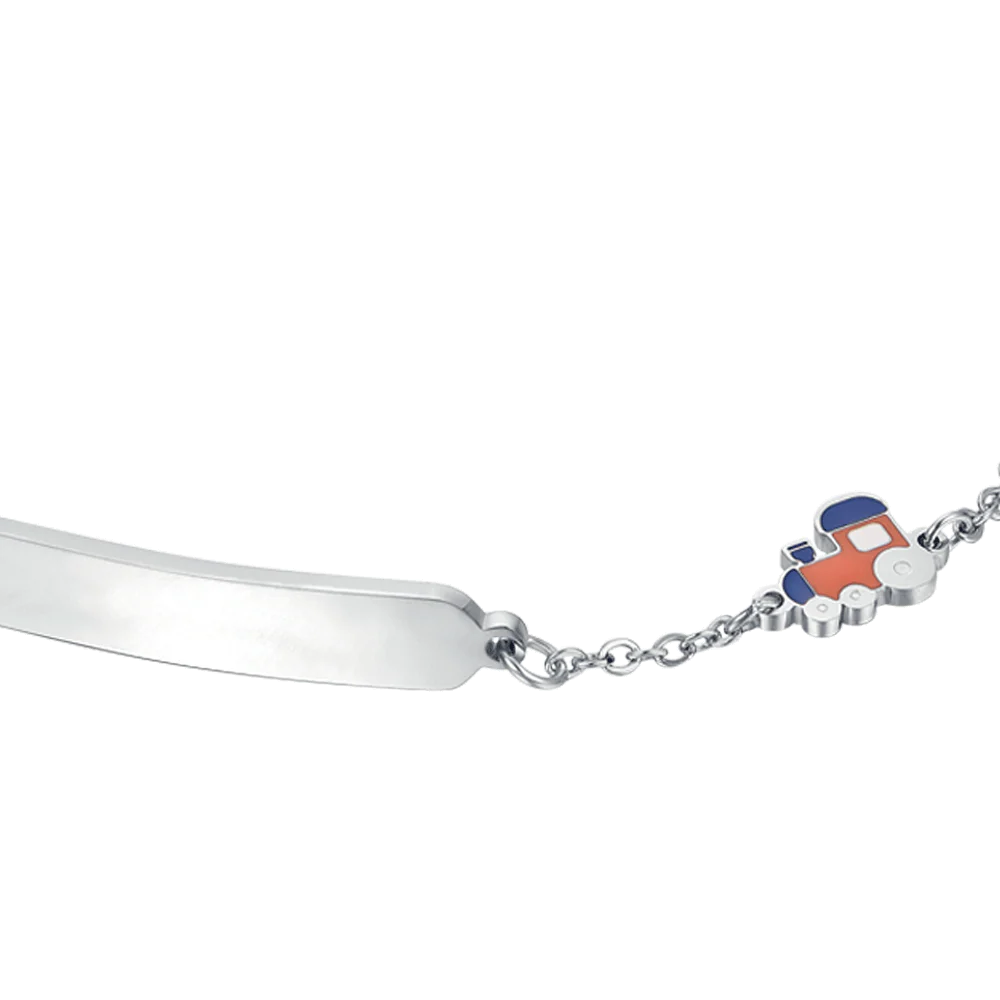 Bracciale bambino in acciaio con treno