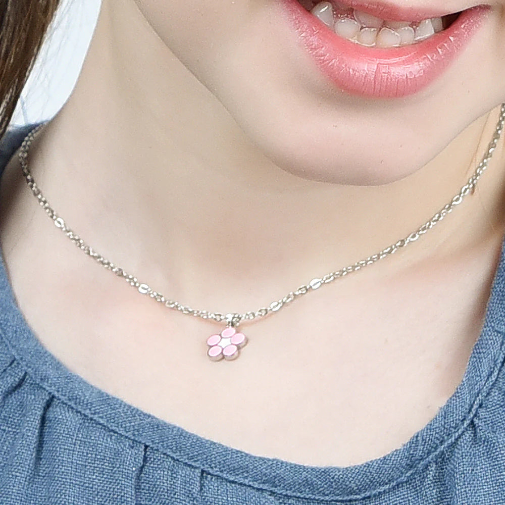 Collana bambina in acciaio con fiore