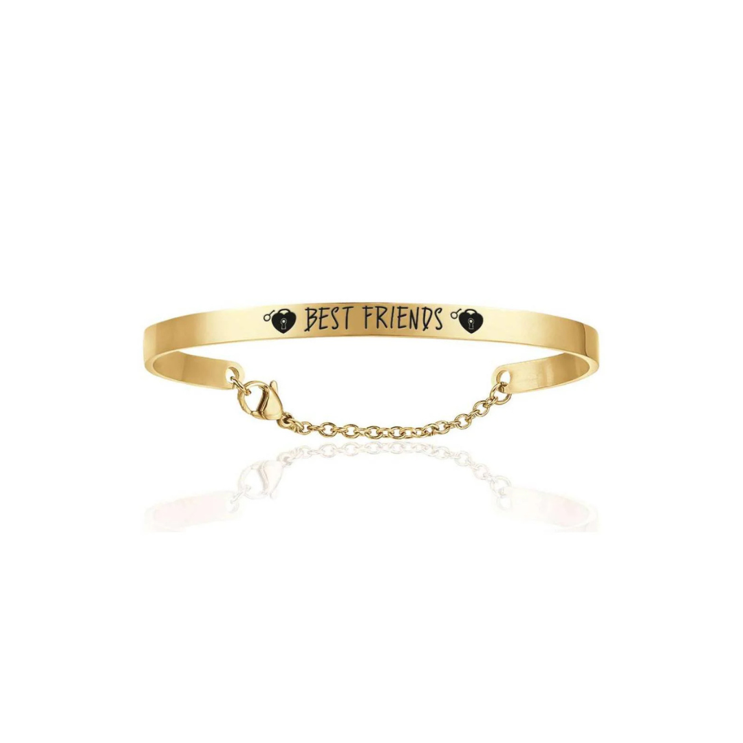 Bracciale donna in acciaio dorato best friends