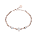 Bracciale in acciaio IP Rose con angelo con cristalli bianchi
