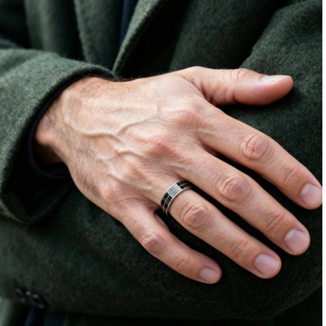 Anello uomo a fascia in ceramica