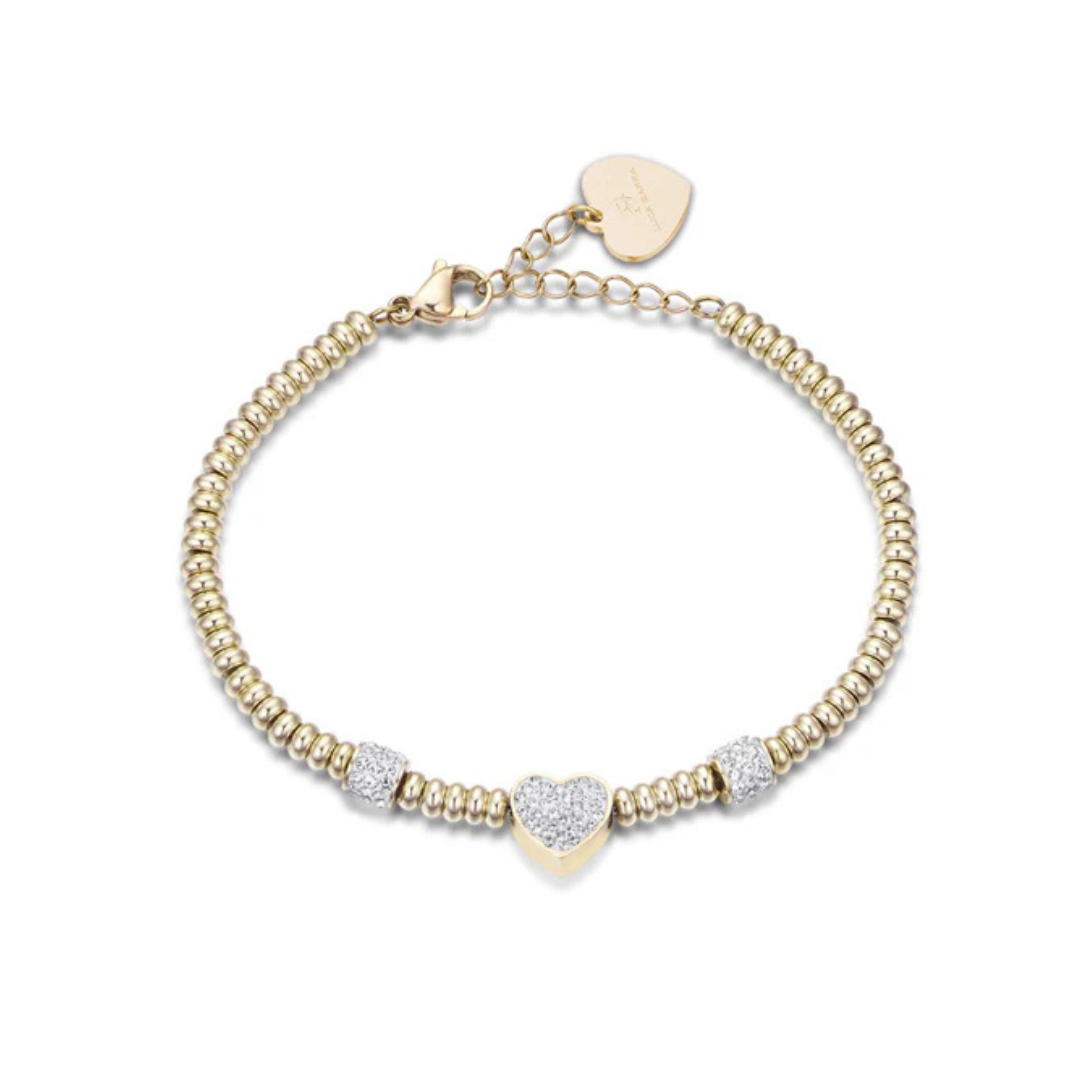 Bracciale donna con cuore e cristalli bianchi
