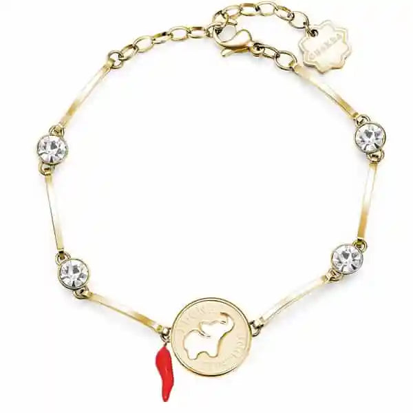 Bracciale in acciaio dorato con Elefante