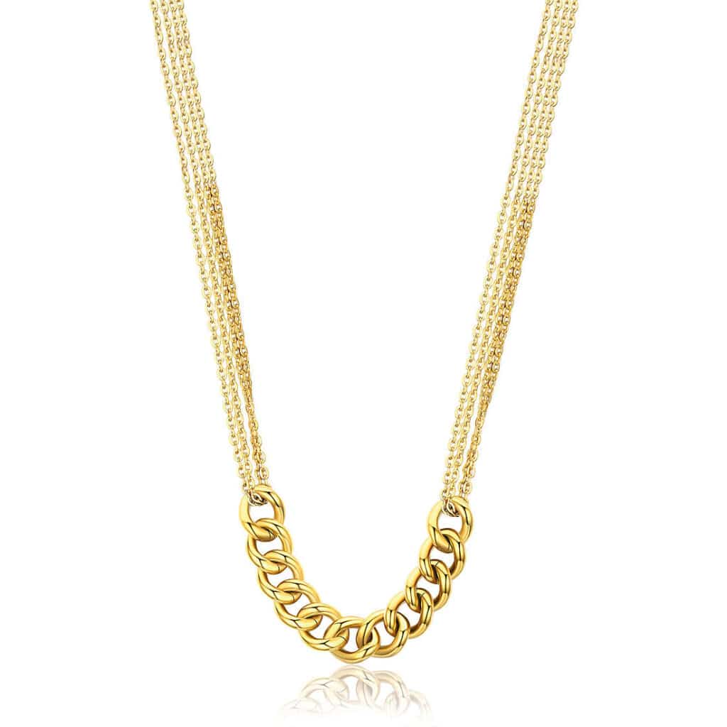 Collana in acciaio dorato metà catena